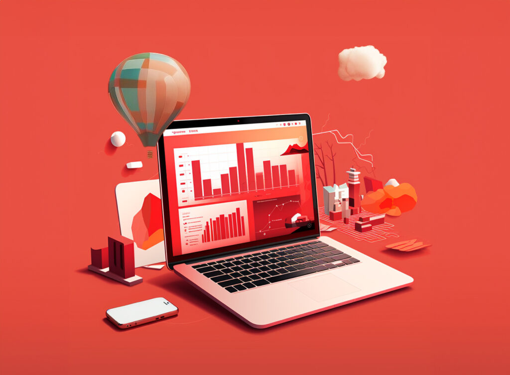 Ordinateur représentant des services de webdesign , UX, UI. généré à partir de l'intelligence artificielle